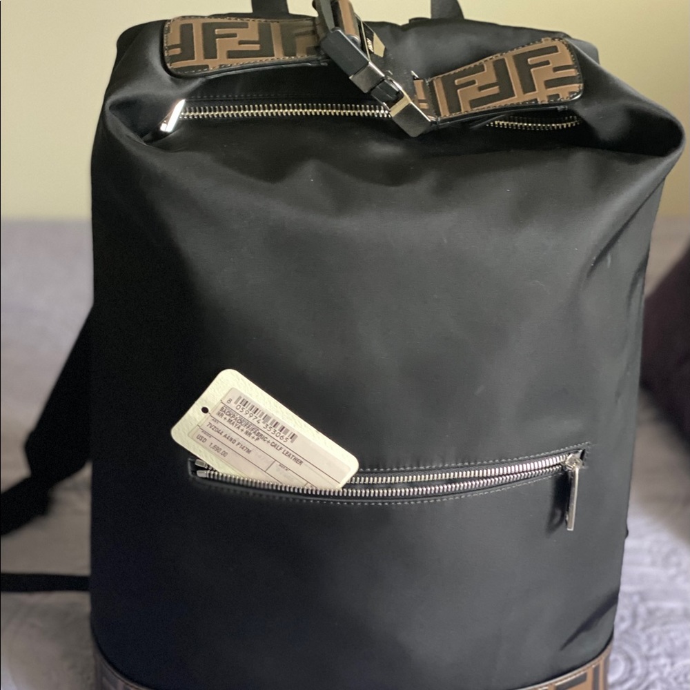 Authentic Fendi Nylon & Leather trimmed backpack
